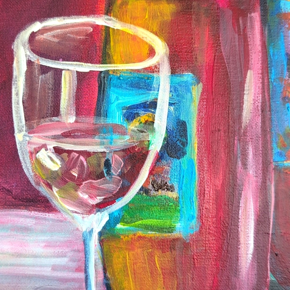 Wine Art On Canvas Signed Canvas Original Acrylic Hand Painted New Still Life - Picture 6 of 10